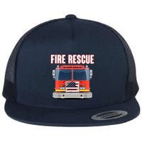 Firefighter Department Truck Fireman American Fire Rescue Flat Bill Trucker Hat