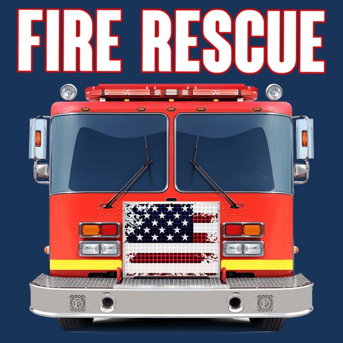Firefighter Department Truck Fireman American Fire Rescue Flat Bill Trucker Hat