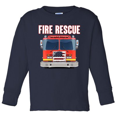 Firefighter Department Truck Fireman American Fire Rescue Toddler Long Sleeve Shirt