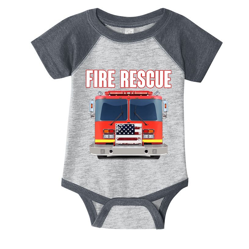Firefighter Department Truck Fireman American Fire Rescue Infant Baby Jersey Bodysuit