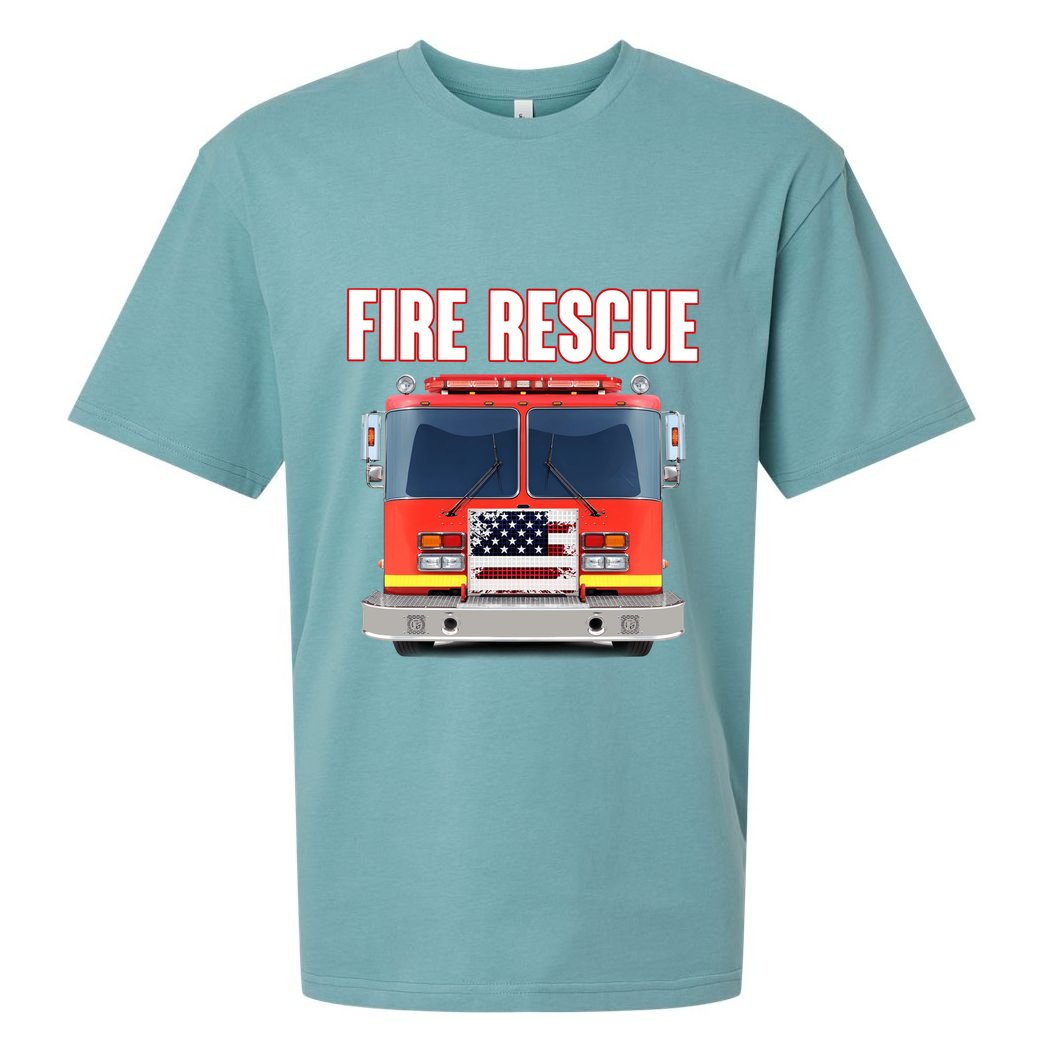 Firefighter Department Truck Fireman American Fire Rescue Sueded Cloud Jersey T-Shirt