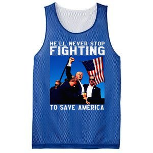 Funny Donald Trump HeLl Never Stop Fighting To Save America Mesh Reversible Basketball Jersey Tank