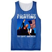 Funny Donald Trump HeLl Never Stop Fighting To Save America Mesh Reversible Basketball Jersey Tank