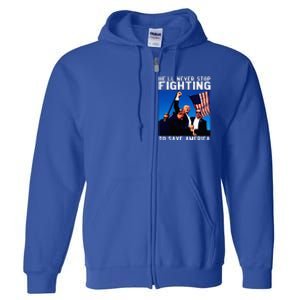 Funny Donald Trump HeLl Never Stop Fighting To Save America Full Zip Hoodie