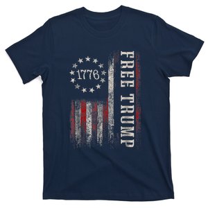 Free Donald Trump Republican Support Pro Trump American Flag T-Shirt