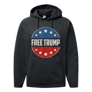 Free Donald Trump Republican Support Pro Trump American Flag Performance Fleece Hoodie