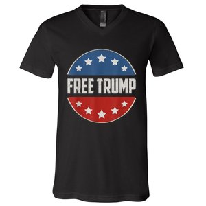 Free Donald Trump Republican Support Pro Trump American Flag V-Neck T-Shirt