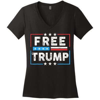 Free Donald Trump Republican Support Women's V-Neck T-Shirt