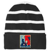 Fist Dumped Trump Fight Poster Trump 2024 Fear Not Striped Beanie with Solid Band