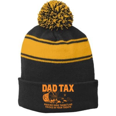 Funny Dad Tax Halloween Stripe Pom Pom Beanie