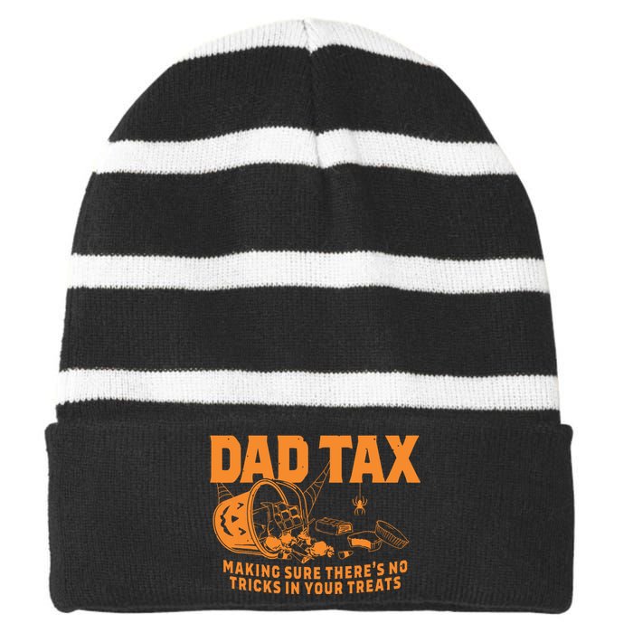 Funny Dad Tax Halloween Striped Beanie with Solid Band