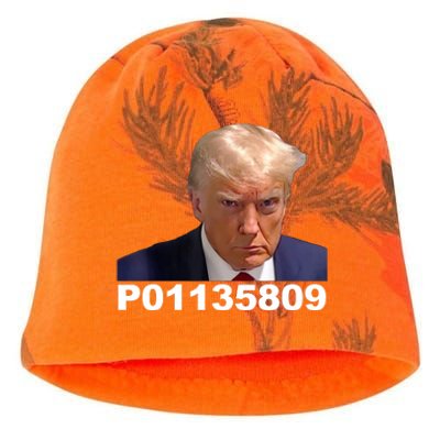 Funny Donald Trump Prison Mugshot Fulton County GA Gift Kati - Camo Knit Beanie