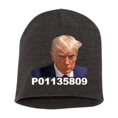 Funny Donald Trump Prison Mugshot Fulton County GA Gift Short Acrylic Beanie