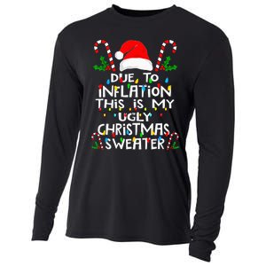 Funny Due To Inflation Ugly Christmas Sweaters Cooling Performance Long Sleeve Crew