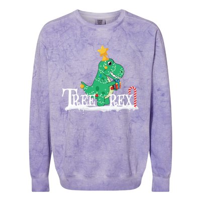 Funny Dinosaur Trex Christmas Tree Rex Meaningful Gift Colorblast Crewneck Sweatshirt