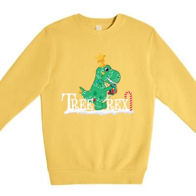 Funny Dinosaur Trex Christmas Tree Rex Meaningful Gift Premium Crewneck Sweatshirt