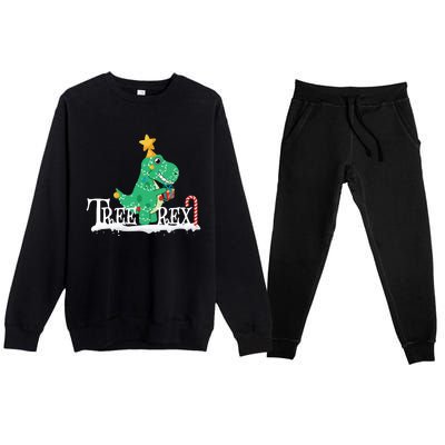 Funny Dinosaur Trex Christmas Tree Rex Meaningful Gift Premium Crewneck Sweatsuit Set