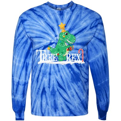 Funny Dinosaur Trex Christmas Tree Rex Meaningful Gift Tie-Dye Long Sleeve Shirt