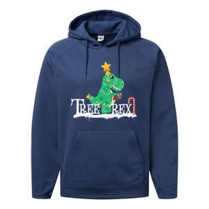 Funny Dinosaur Trex Christmas Tree Rex Meaningful Gift Performance Fleece Hoodie