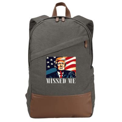 Funny Donald Trump Missed Me Assassination Attempt 2025 Cotton Canvas Backpack