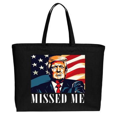 Funny Donald Trump Missed Me Assassination Attempt 2025 Cotton Canvas Jumbo Tote