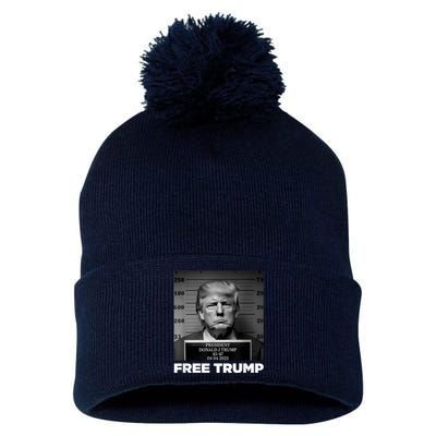 Free Donald Trump Mugshot Pom Pom 12in Knit Beanie