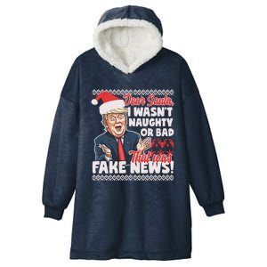 Funny Donald Trump Fake News Ugly Christmas Sweater Style Gift Hooded Wearable Blanket