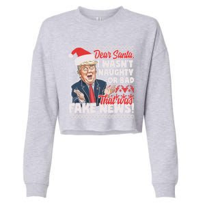 Funny Donald Trump Fake News Ugly Christmas Sweater Style Gift Cropped Pullover Crew