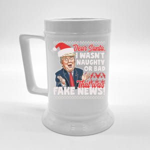 Funny Donald Trump Fake News Ugly Christmas Sweater Style Gift Beer Stein