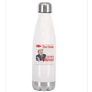 Funny Donald Trump Fake News Ugly Christmas Sweater Style Gift Stainless Steel Insulated Water Bottle