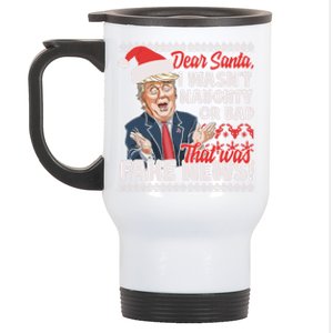 Funny Donald Trump Fake News Ugly Christmas Sweater Style Gift Stainless Steel Travel Mug