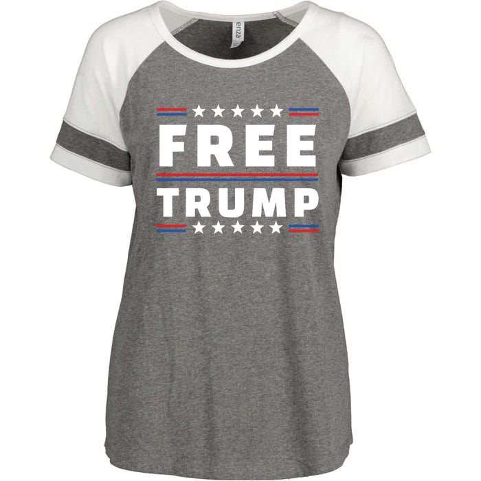 Free Donald Trump Republican Support Enza Ladies Jersey Colorblock Tee