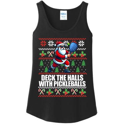 Funny Deck The Halls Ugly Christmas Sweater Pickleball Memes Ladies Essential Tank