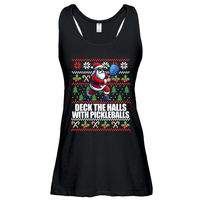 Funny Deck The Halls Ugly Christmas Sweater Pickleball Memes Ladies Essential Flowy Tank