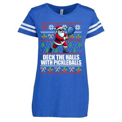 Funny Deck The Halls Ugly Christmas Sweater Pickleball Memes Enza Ladies Jersey Football T-Shirt