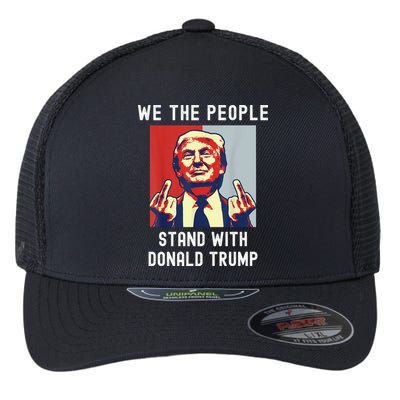 Free Donald Trump I Stand With Trump MAGA Conservative Flexfit Unipanel Trucker Cap