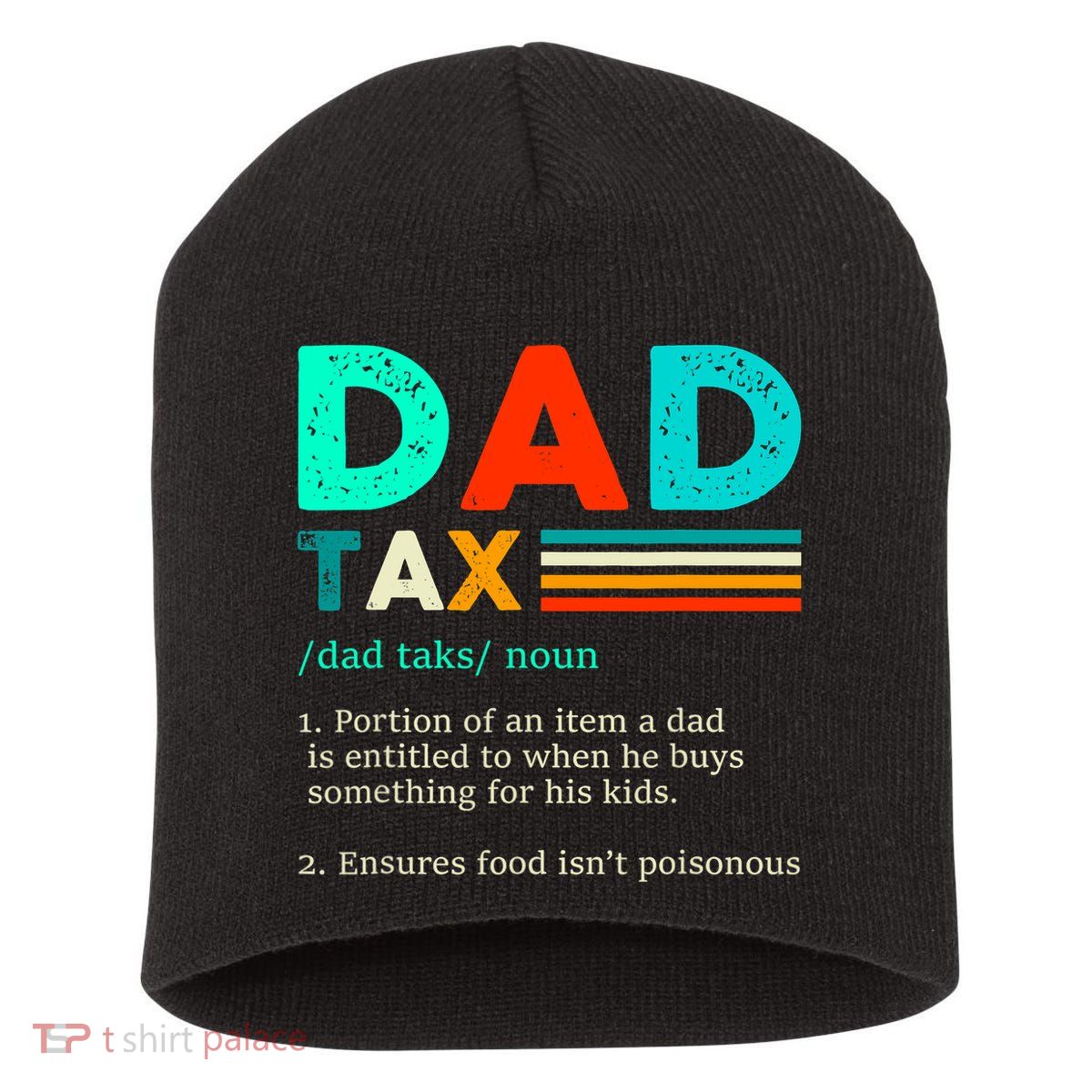 Funny Dad Tax Definition Retro Vintage Short Acrylic Beanie