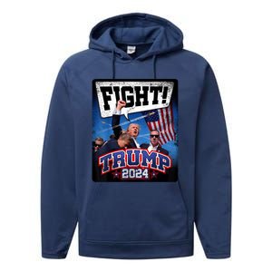 Fight! Donald Trump 2024 Supporters Political Product Performance Fleece Hoodie