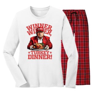 Funny Donald Trump Winner Winner Turkey Dinner Thanksgiving Women's Long Sleeve Flannel Pajama Set 