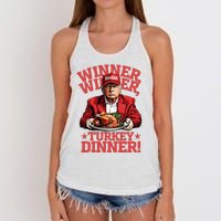 Funny Donald Trump Winner Winner Turkey Dinner Thanksgiving Women's Knotted Racerback Tank