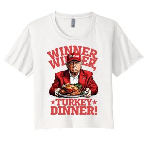 Funny Donald Trump Winner Winner Turkey Dinner Thanksgiving Women's Crop Top Tee