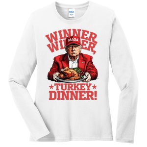 Funny Donald Trump Winner Winner Turkey Dinner Thanksgiving Ladies Long Sleeve Shirt