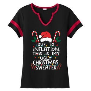 Funny Due To Inflation Ugly Christmas Sweaters For Women Ladies Halftime Notch Neck Tee