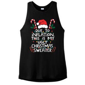 Funny Due To Inflation Ugly Christmas Sweaters For Women Ladies PosiCharge Tri-Blend Wicking Tank