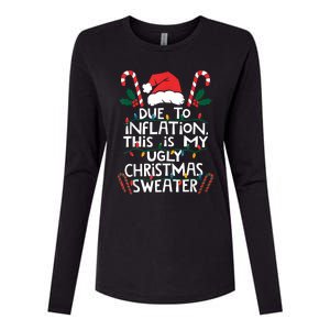 Funny Due To Inflation Ugly Christmas Sweaters For Women Womens Cotton Relaxed Long Sleeve T-Shirt