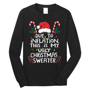 Funny Due To Inflation Ugly Christmas Sweaters For Women Long Sleeve Shirt