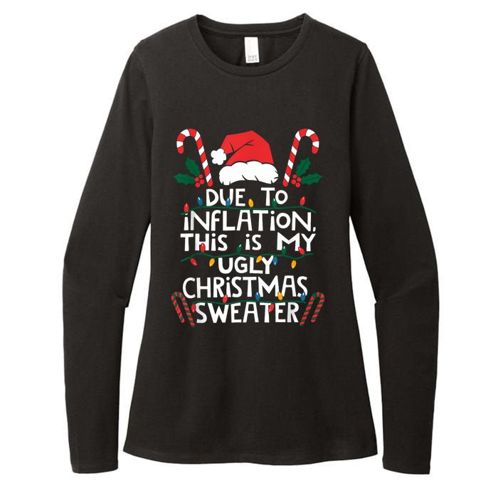 Funny Due To Inflation Ugly Christmas Sweaters For Women Womens CVC Long Sleeve Shirt