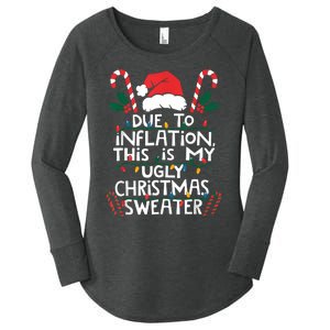 Funny Due To Inflation Ugly Christmas Sweaters For Women Women's Perfect Tri Tunic Long Sleeve Shirt