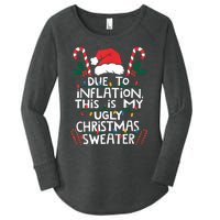 Funny Due To Inflation Ugly Christmas Sweaters For Women Women's Perfect Tri Tunic Long Sleeve Shirt