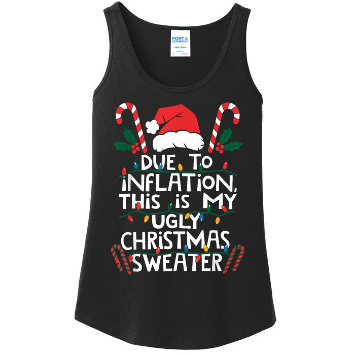 Funny Due To Inflation Ugly Christmas Sweaters For Women Ladies Essential Tank